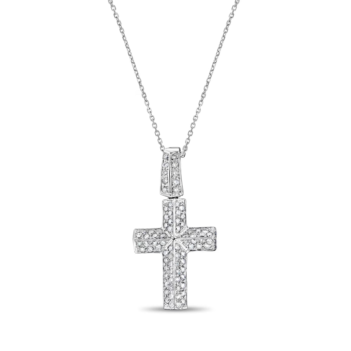 14k White Gold Diamond Cross Pendant T468913