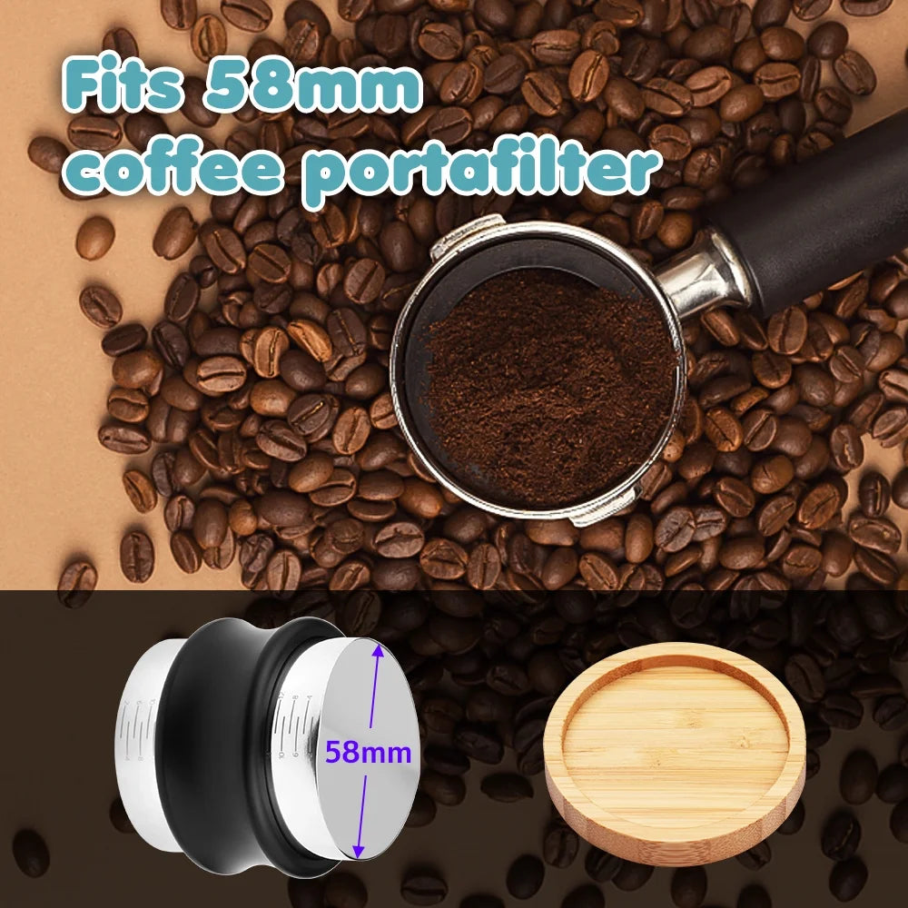 Steel 58mm 2-in-1 Adjustable Coffee Tamper C64829
