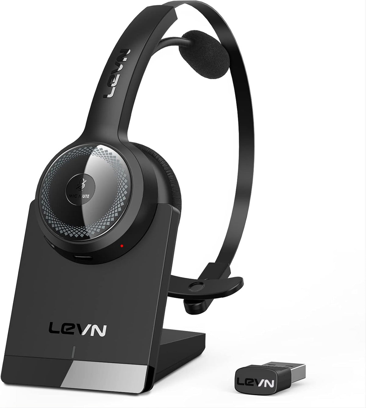 Wireless Bluetooth Headset with Microphone, Noise Cancelling, 35Hrs Bluetooth 5.0 Headphones with USB for PC V56015