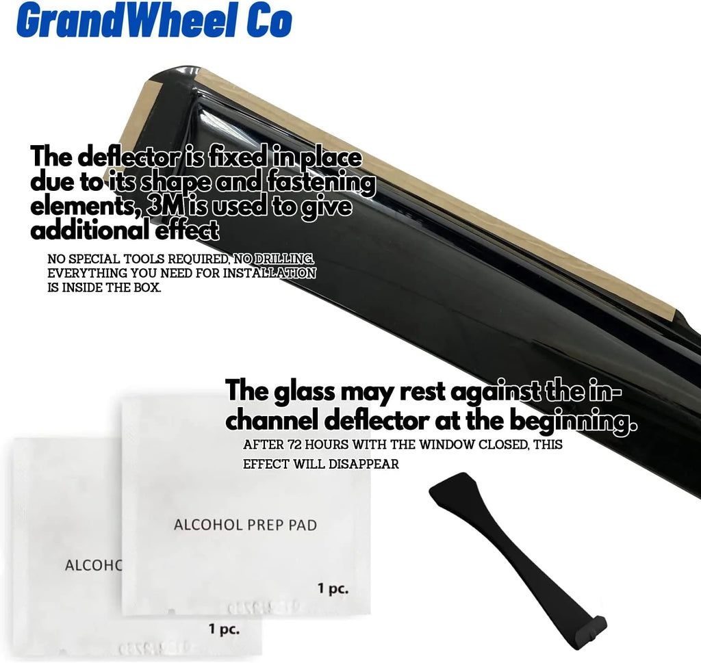 Smoke Tinted In-channel Side Window Vent Visor Deflectors Rain Guards 4pcs E5565