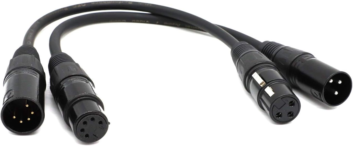 DMX Lighting Cable 5 Pin Male to Female, 1.5M/5FT, Pack of 2 W902