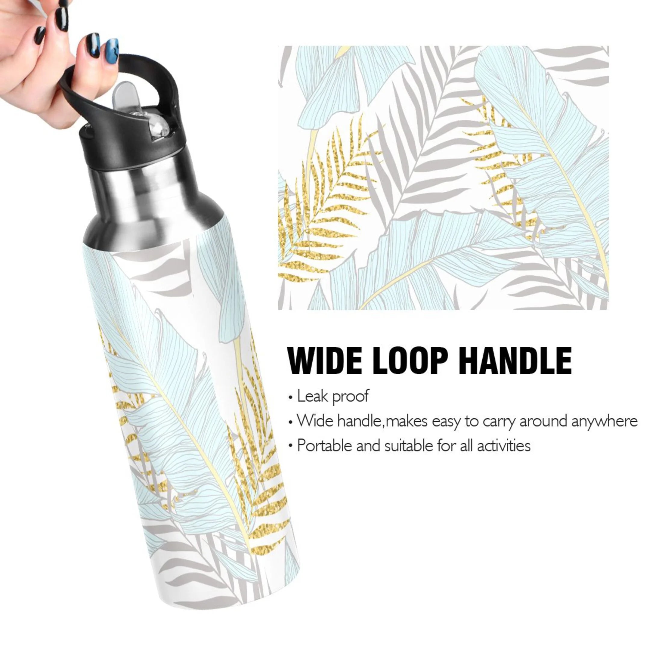 Stainless Steel Insulated Water Bottle with Straw Lid F89515