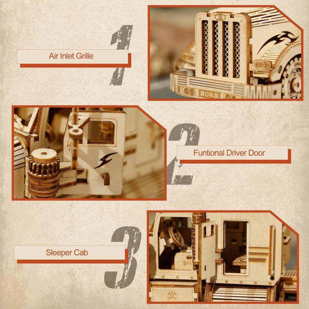 3D Wooden Puzzles Mechanical Models Kits (Heavy Truck) Pack of 2 H101