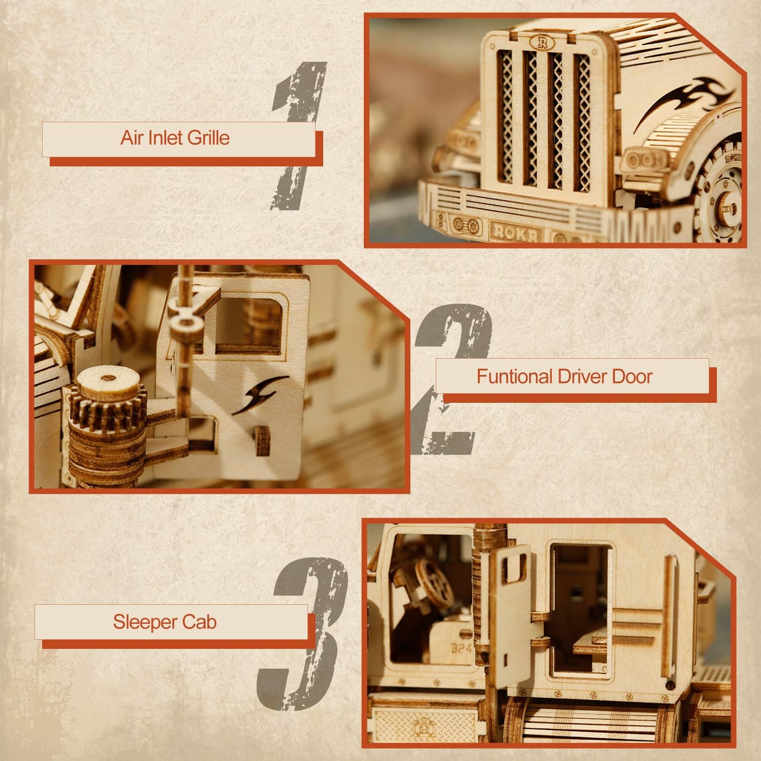 3D Wooden Puzzles Mechanical Models Kits (Heavy Truck) Pack of 2 H101