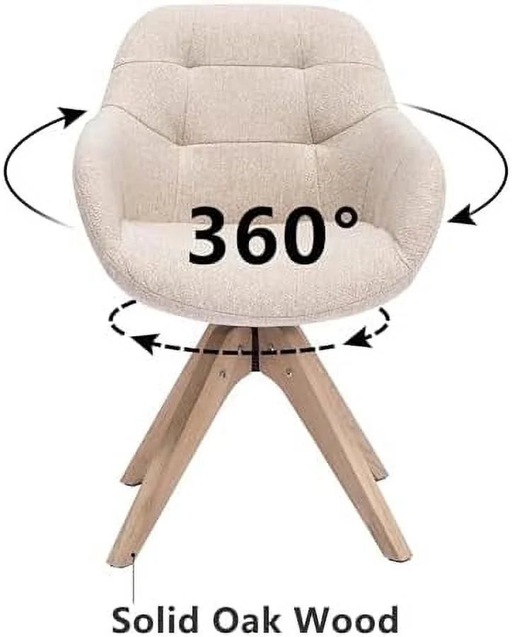 Mid Century Modern Swivel Fabric Accent Chair with Oak Wood Legs B7025