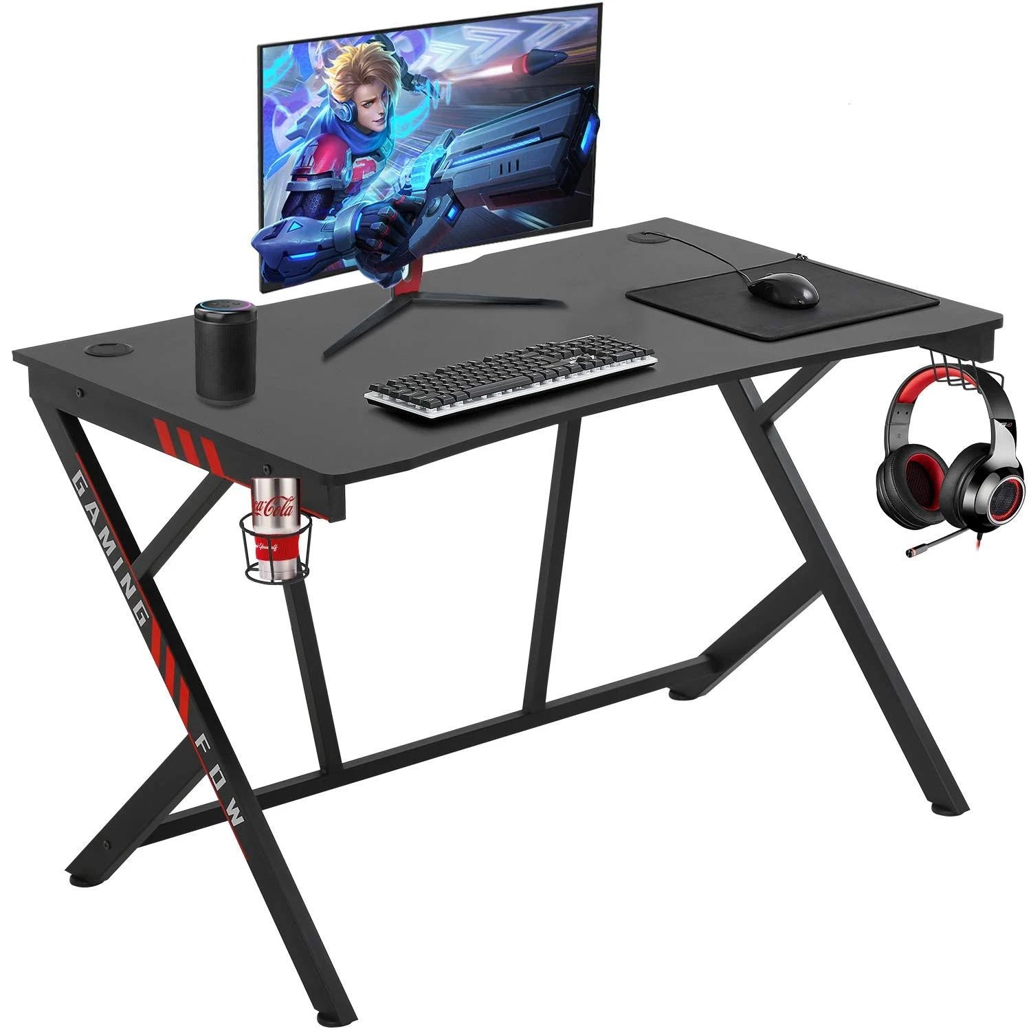 Gaming Desk Computer Desk Home Office Desk Racing Style Study Desk Extra Large Modern Ergonomic PC Carbon Fiber Writing Desk D3839