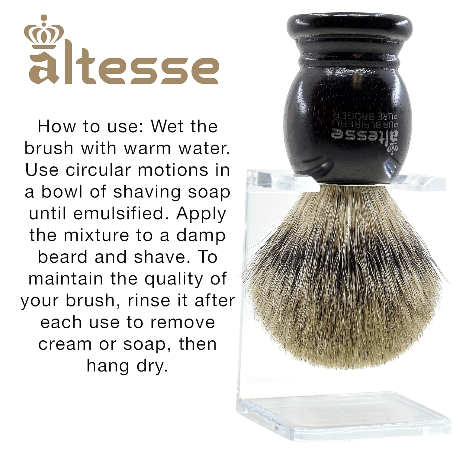 European Grey Badger Shaving Brush E524696