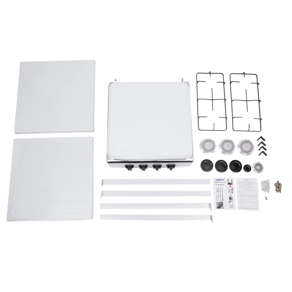 Portable 4 Burner Gas Stove with Support Leg Stand and Storage Rack J1771