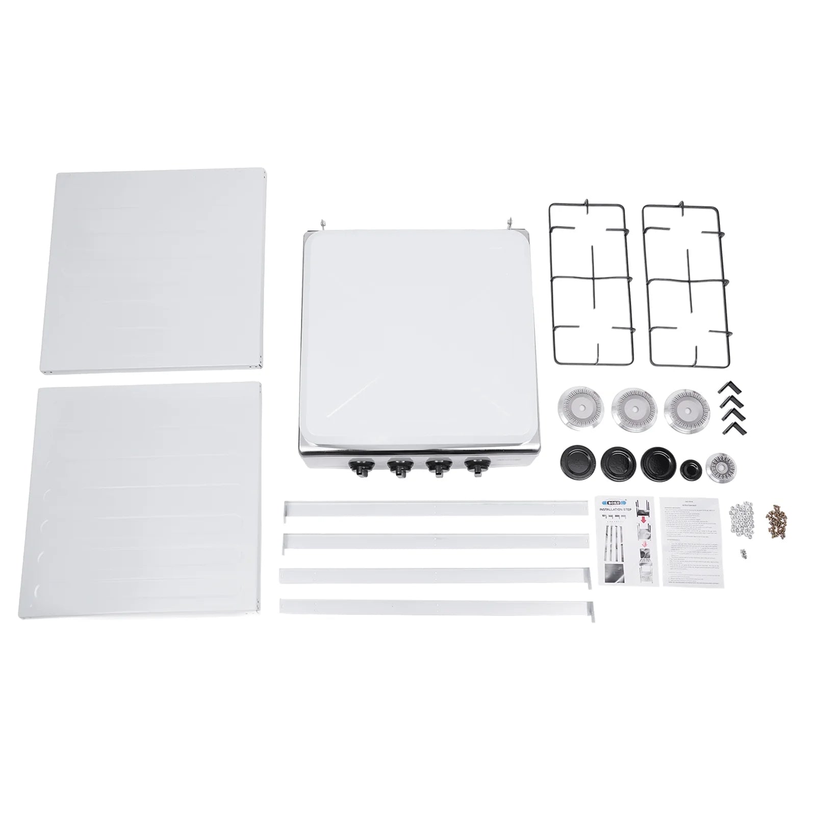 Portable 4 Burner Gas Stove with Support Leg Stand and Storage Rack J1771