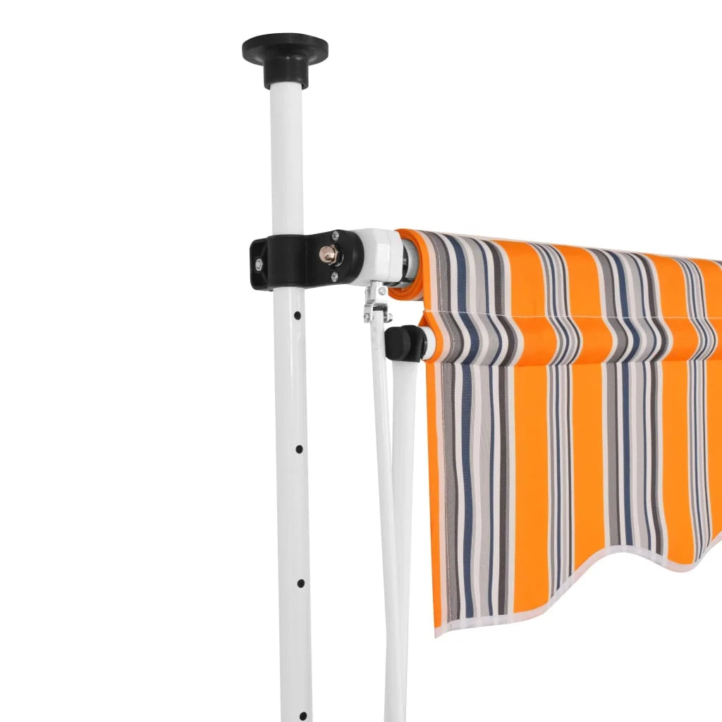 Manual Retractable Awning 59" Yellow and Blue Stripes F697