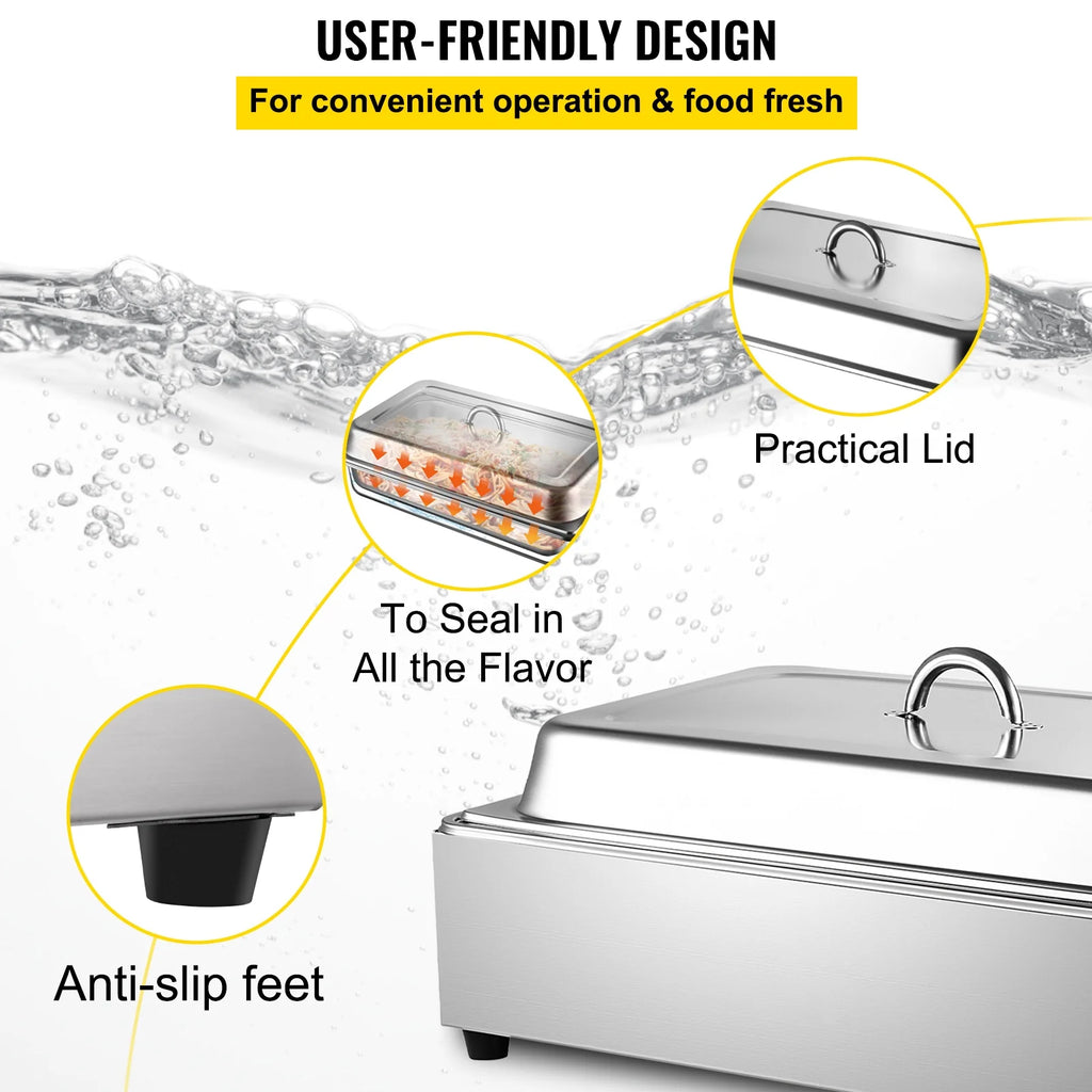 9.5 Quart Electric Stainless Steel Food Warmer with Lid P848