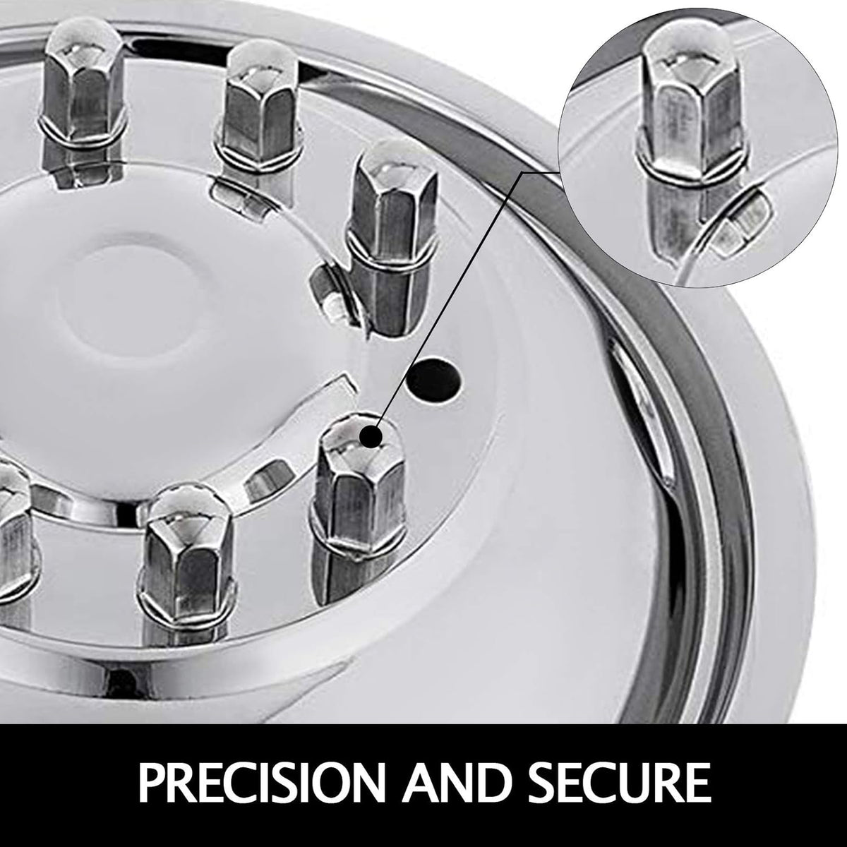 Stainless Steel 19.5 Inch 10 Lug Wheel Simulator 4PCS Hubcap Kit W3216