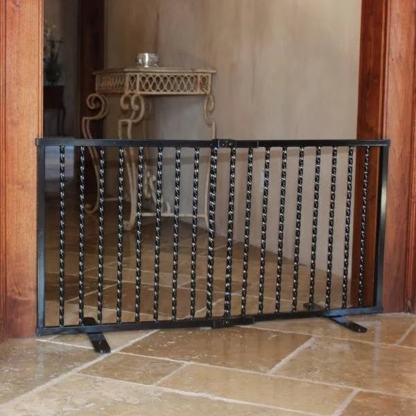 White Wrought Iron Freestanding Pet Gate B744079