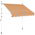Manual Retractable Awning 59" Yellow and Blue Stripes F697