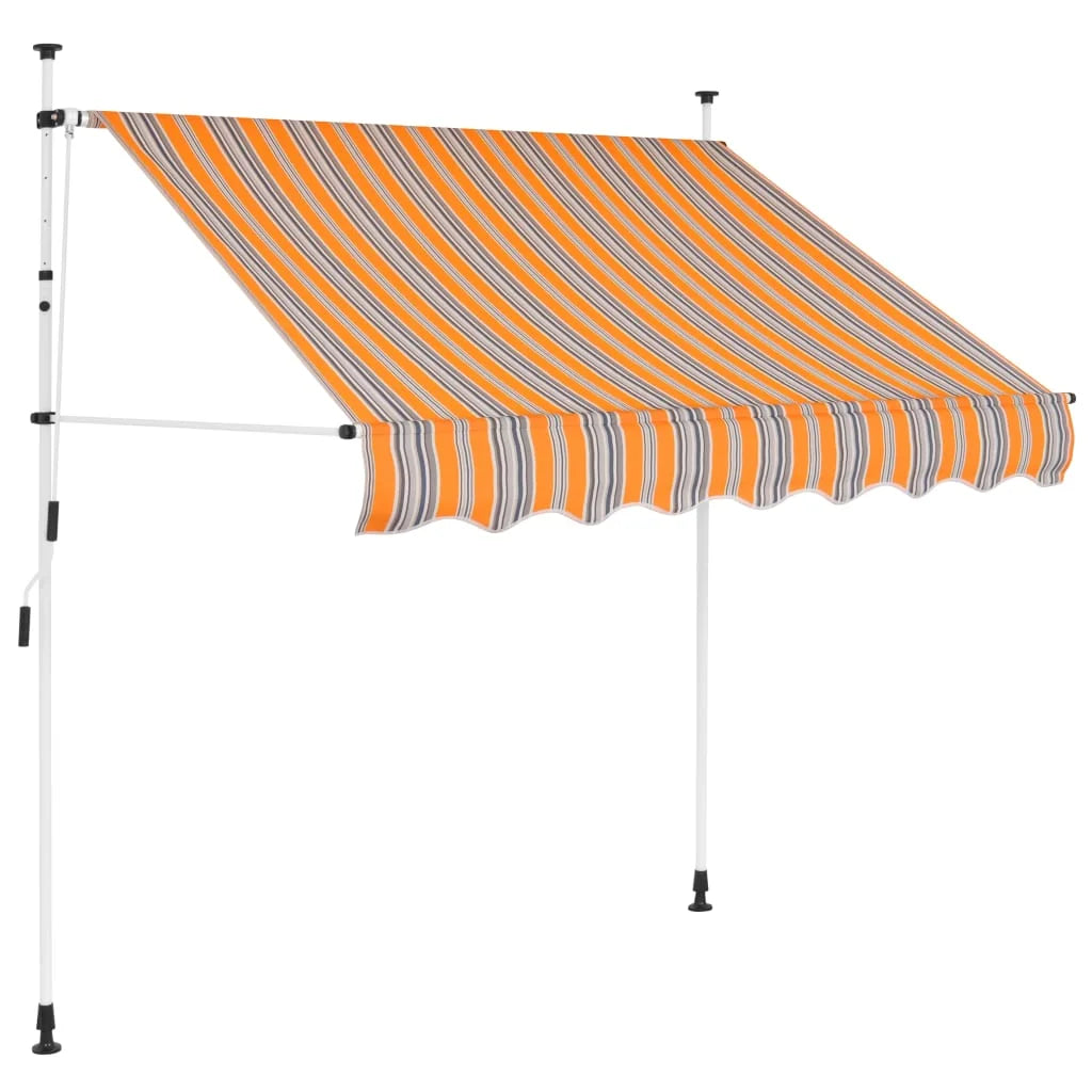 Manual Retractable Awning 59" Yellow and Blue Stripes F697