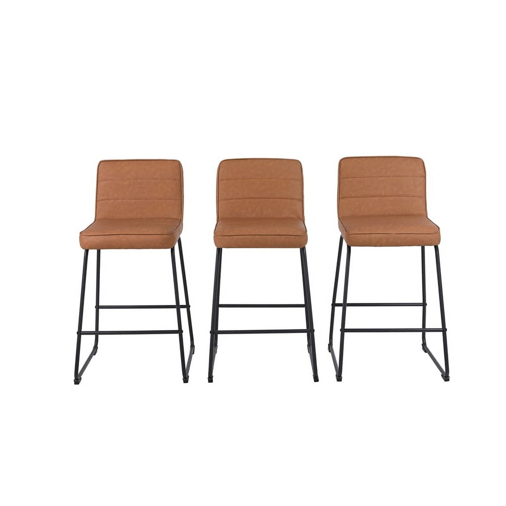 Faux Leather Counter Stool in Camel (Set of 3) C577709