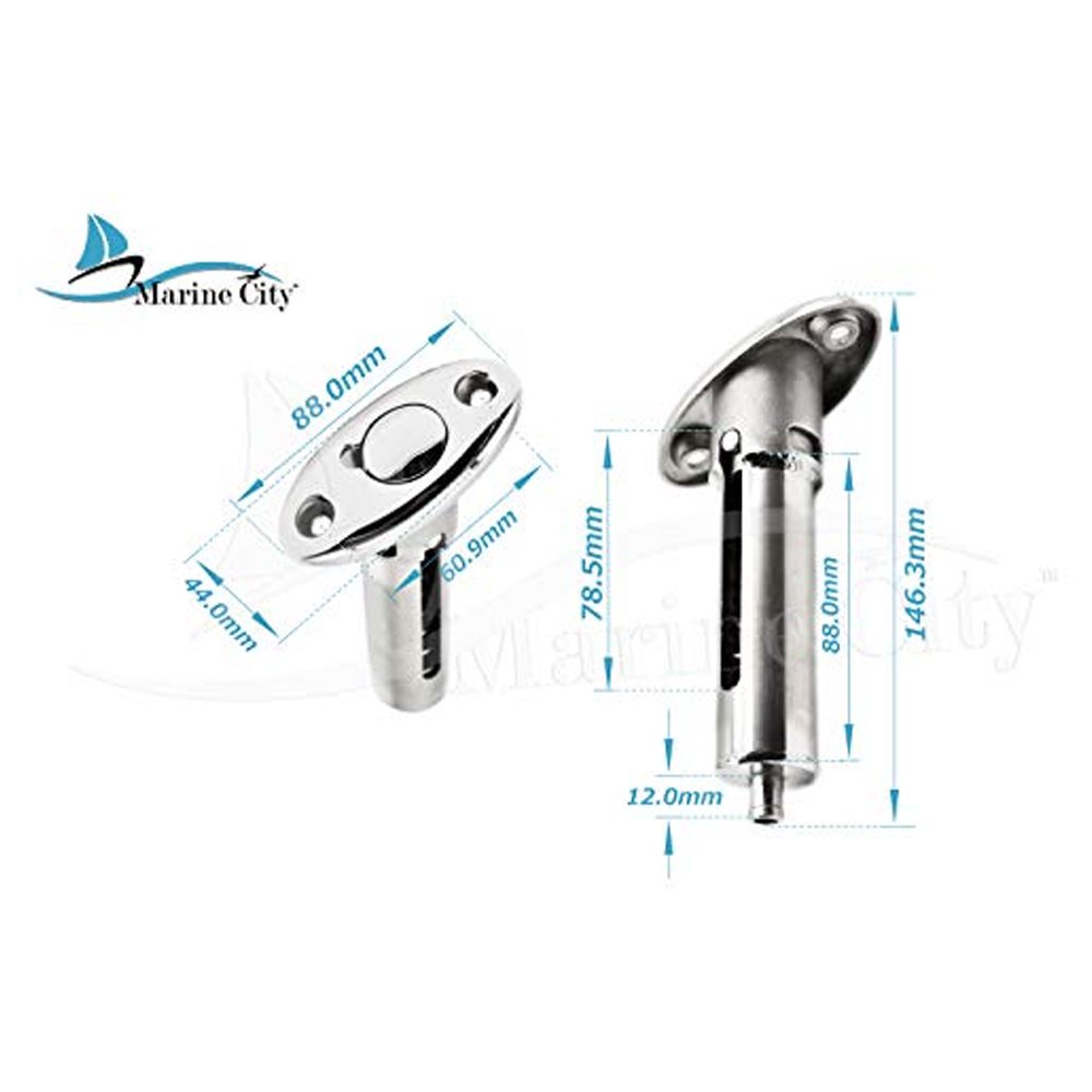 316 Stainless Steel Marine Flag Staff Stanchion Socket for 1" Tube I816