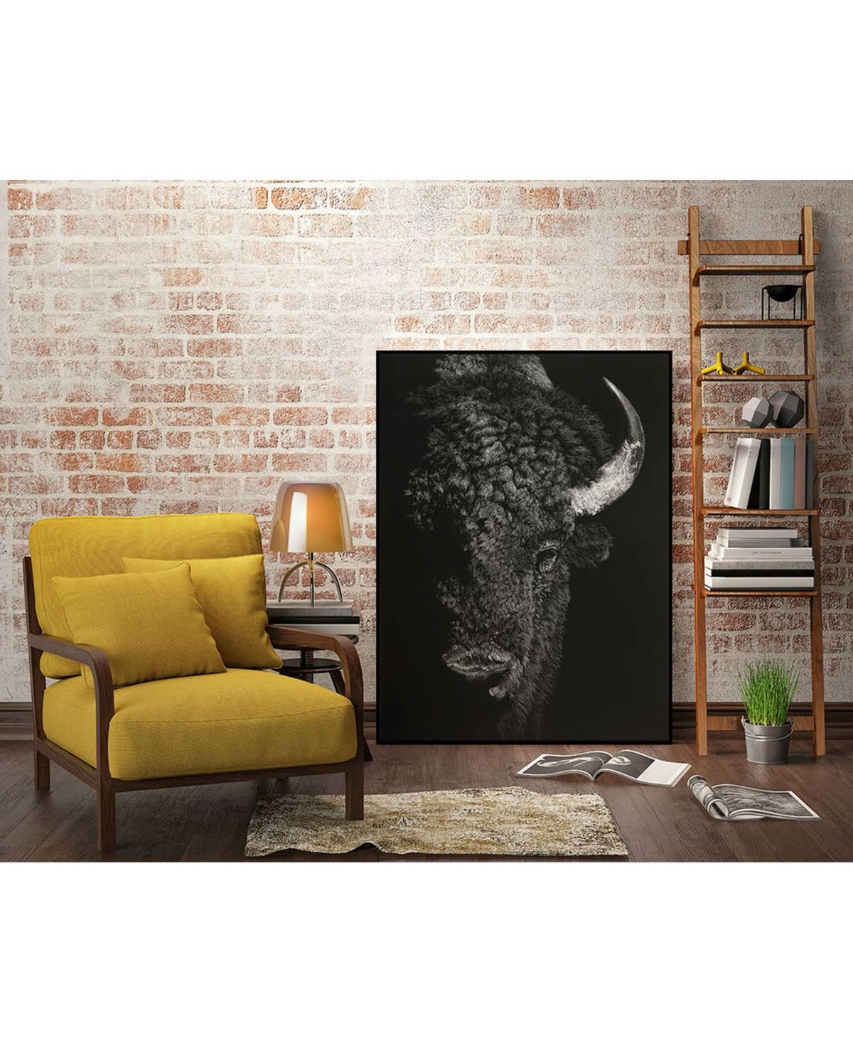 Tan Framed Canvas Art Block P600