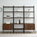 3 Piece Ladder Shelf Storage Wall Dark Walnut C3321