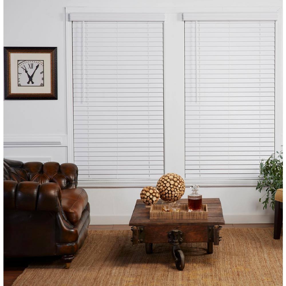 White 2in Slats Cordless Faux Wood Blind F61739