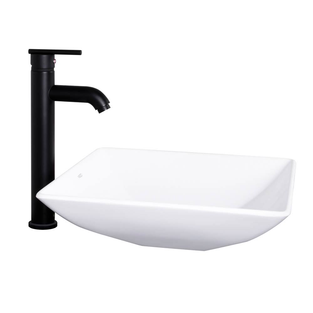 Matte Black Stone Vessel Sink and Bathroom Vessel Faucet M4525