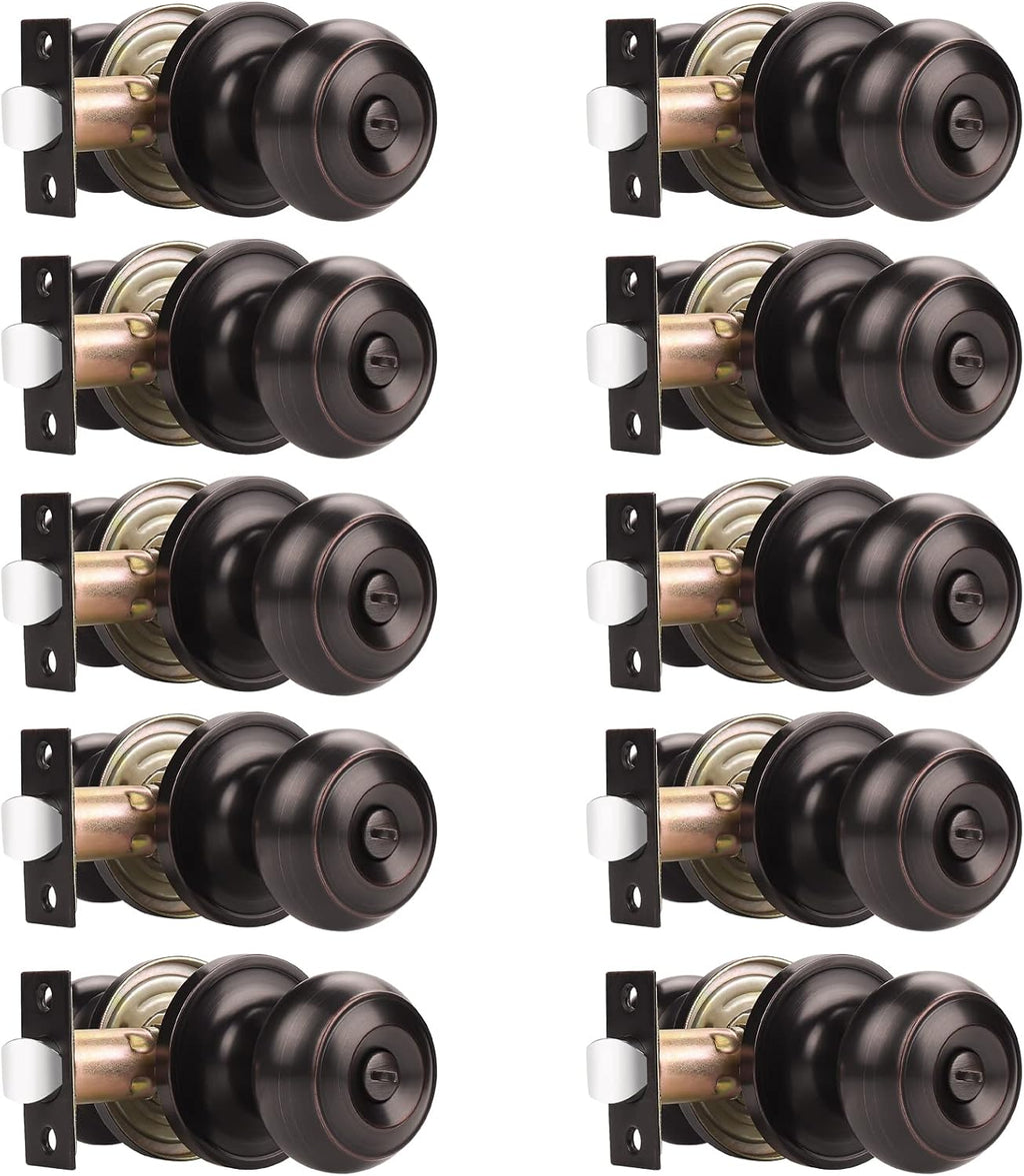 10 Pack Privacy Keyless Doorknobs in Oil Rubbed Bronze L434