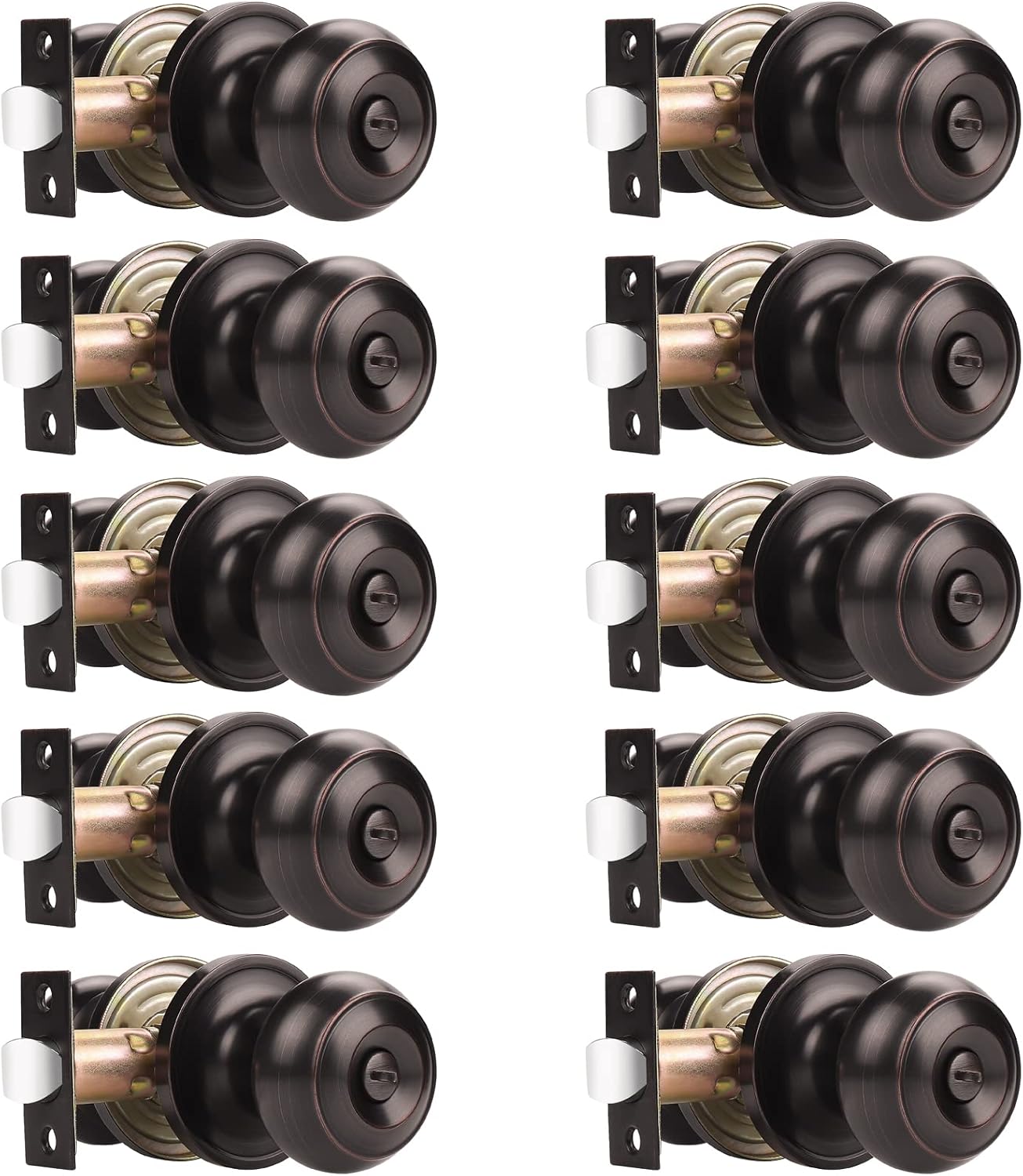 10 Pack Privacy Keyless Doorknobs in Oil Rubbed Bronze L434