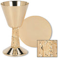 Satin Cup with Hand Cast Vine Stem Chalice and Paten Set X226