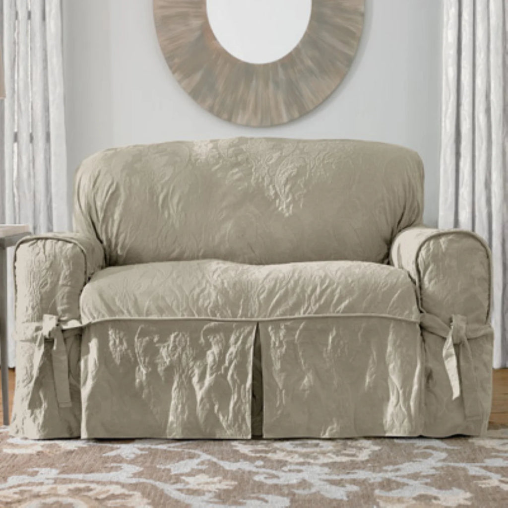 Matelasse Damask Loveseat Cover I183395