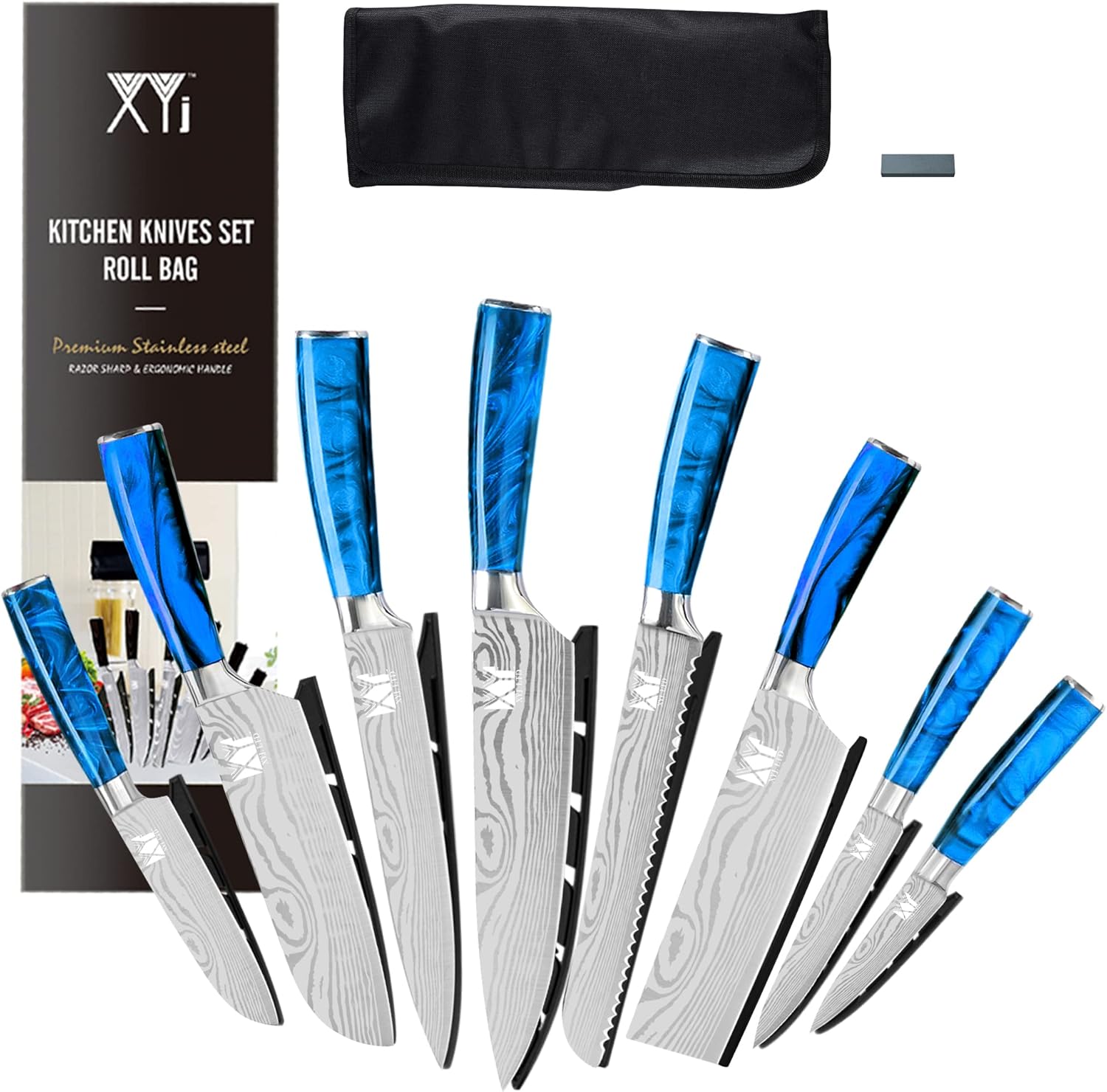 8-pieces Stainless Steel Kitchen Knife Set with Carry Roll Bag E382815