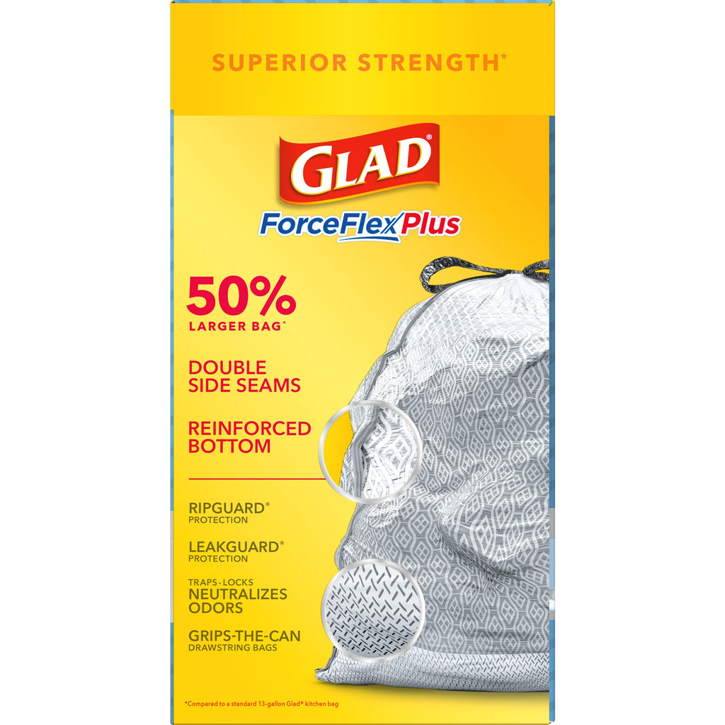 20 Gallon Grey Kitchen Drawstring Trash Bags, 80 Count F41593