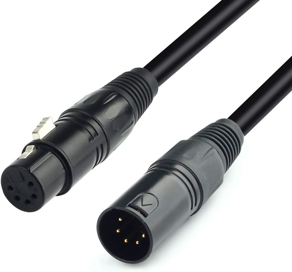 DMX Lighting Cable 5 Pin Male to Female, 1.5M/5FT, Pack of 2 W902