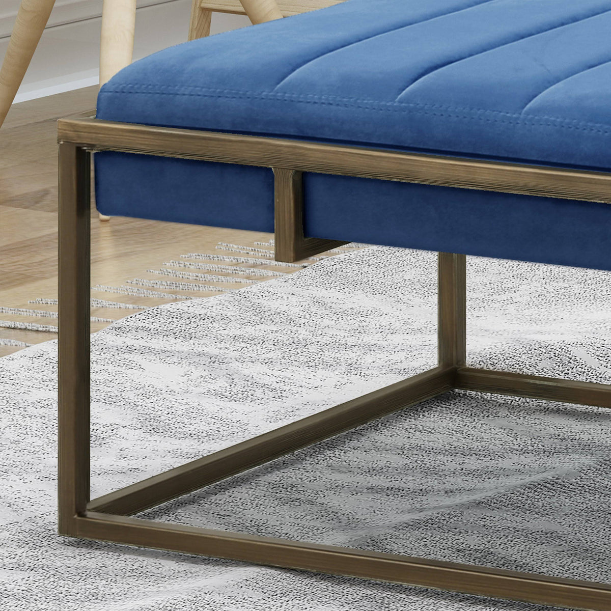 Navy Blue Velvet Ottoman Bench Q2087