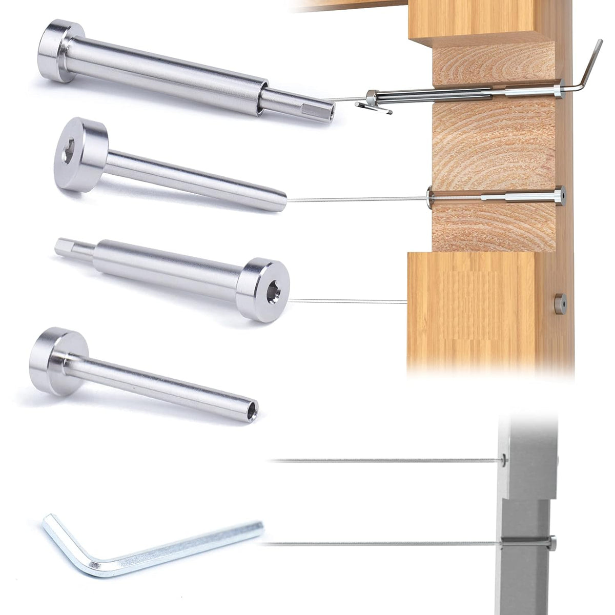 20Pair Cable Railing Kit Invisible 1/8 T316 Stainless Steel Swage Tensioner Terminal Hidden System X764332