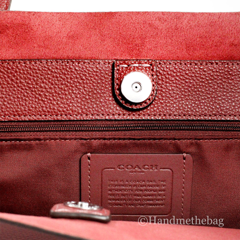 Wine Pebbled Leather Shoulder Tote Bag B676282