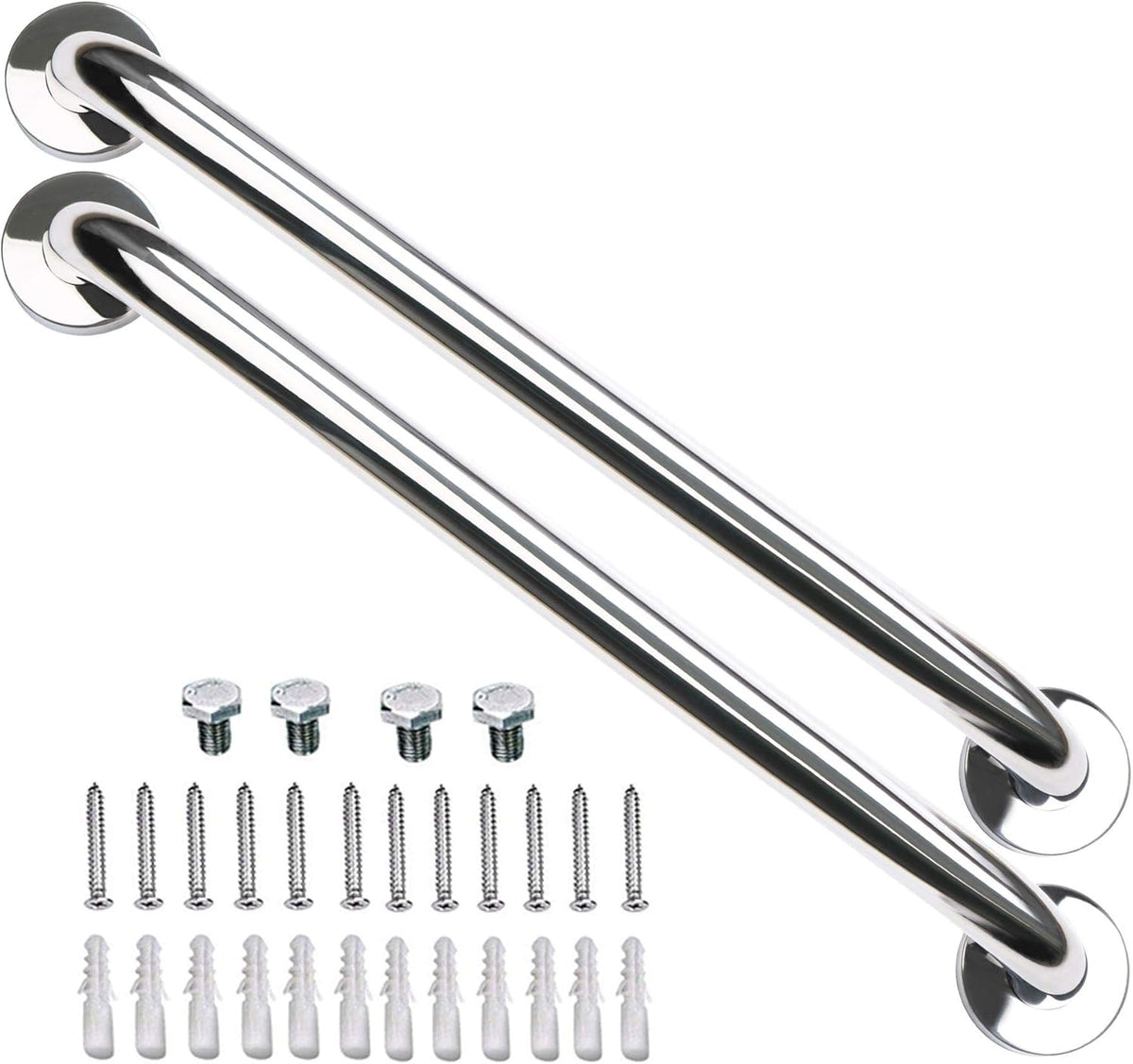 2 Pack 24 Inch Satin Brushed Nickel Stainless Steel Bathroom Grab Bar R1889