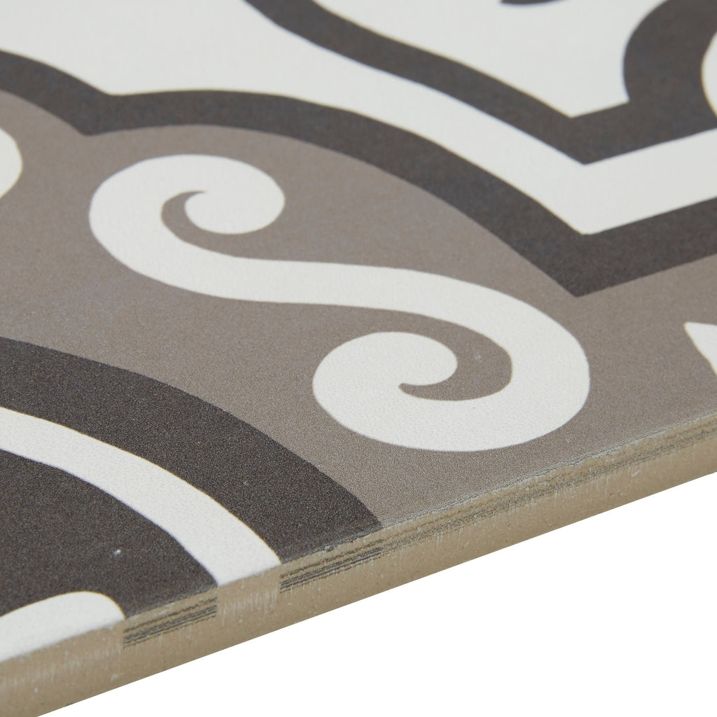 White & Brown 8x8 Decorative Tile U3998