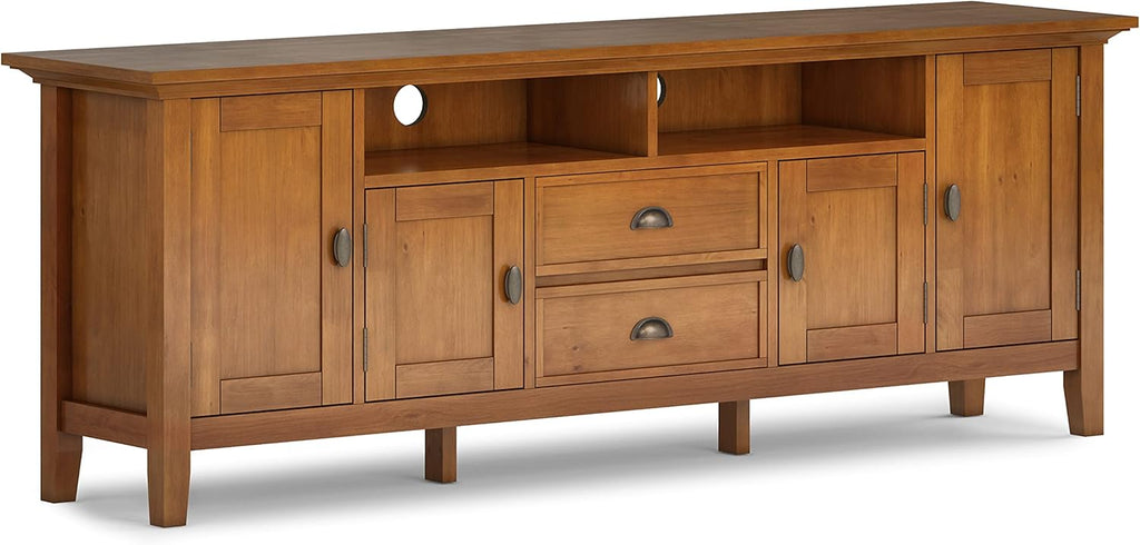 72 inch Solid Wood TV Media Stand Farmhouse Grey I58977