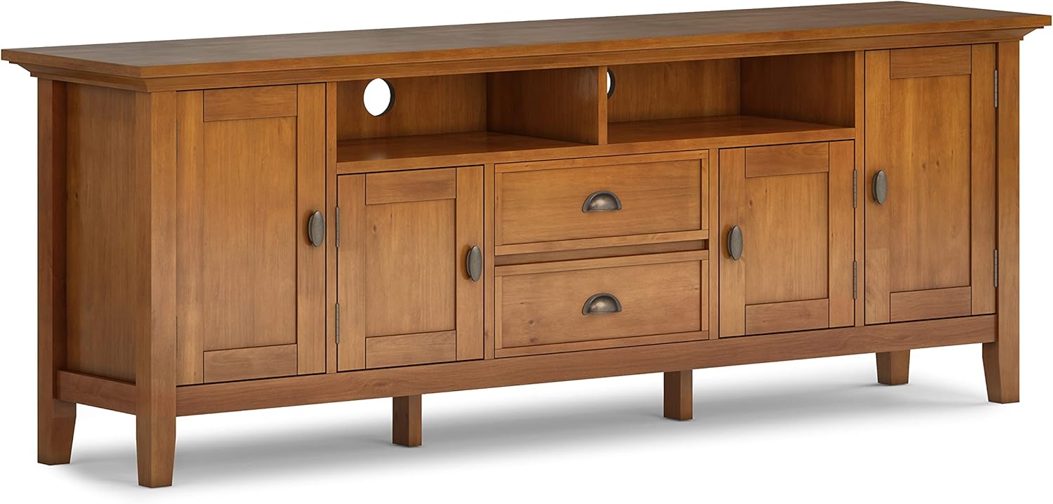 72 inch Solid Wood TV Media Stand Farmhouse Grey I58977