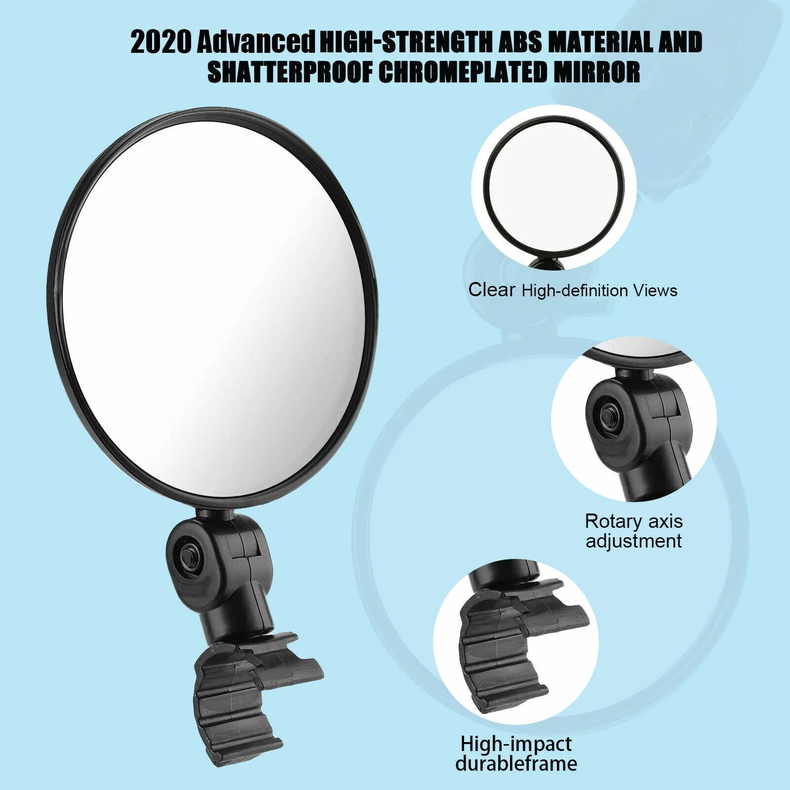 2Pcs Mini Bicycle Rotaty Handlebar Glass Cycling Rear View Mirror H7884
