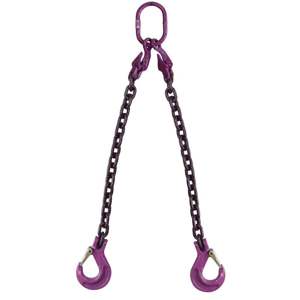 1/2 Inch x 15 Foot Adjustable 2 Leg Chain Sling with Sling Hooks S9919