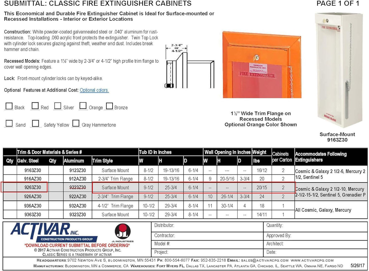 10-Pound Fire Extinguisher Cabinet J5827
