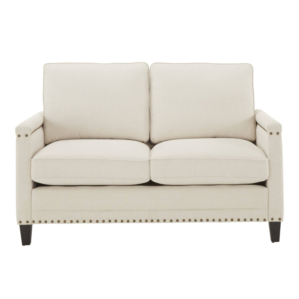 Ivory Fabric Sofa with Nailhead Trim H673
