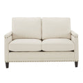 Ivory Fabric Sofa with Nailhead Trim H673
