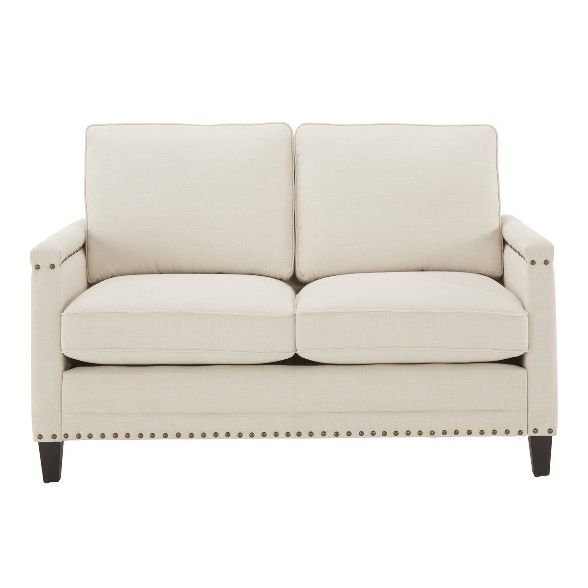 Ivory Fabric Sofa with Nailhead Trim H673