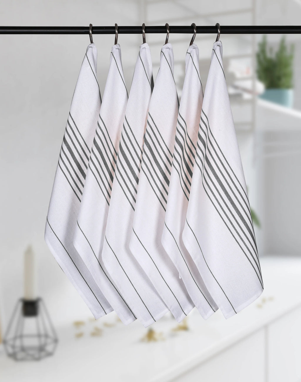 Gray Cotton Kitchen Towel Set of 12 T600