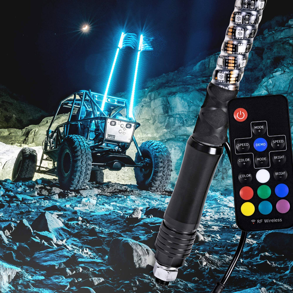 6ft Spiral LED Whip Lights with Wireless Remote J424