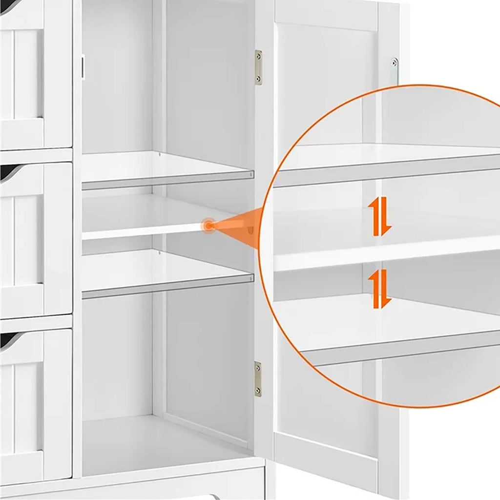 White 4 Drawers Bathroom Storage Cabinet with 2 Shelves W650855