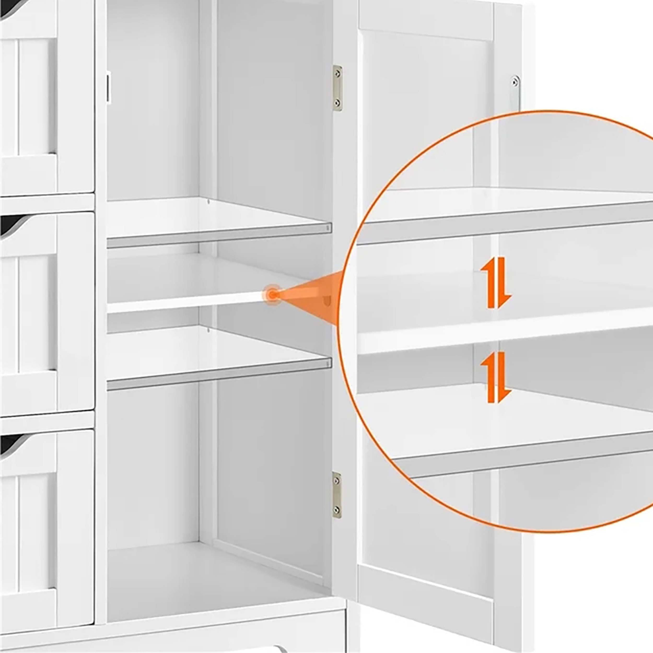 White 4 Drawers Bathroom Storage Cabinet with 2 Shelves W650855
