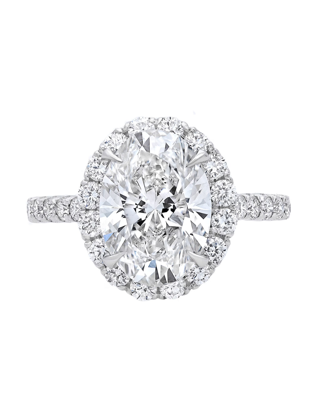 Oval Cut Diamond Engagement Ring 18K White Gold SZ 6 W933